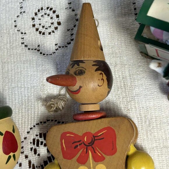 MCM wooden clown Christmas ornament trio - Picture 4 of 9